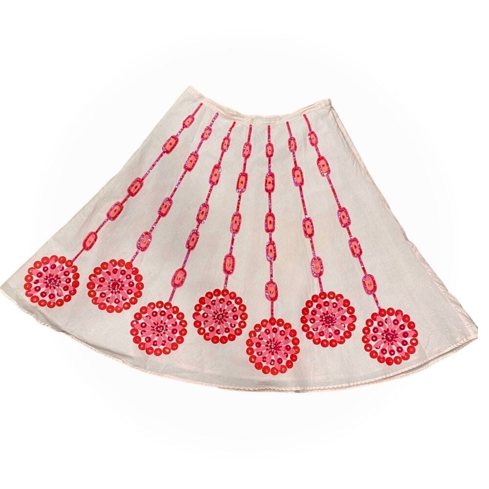 Kemp & Company Pale Pink Skirt Size 14 Quarter Circle Sequin Embellished Cotton